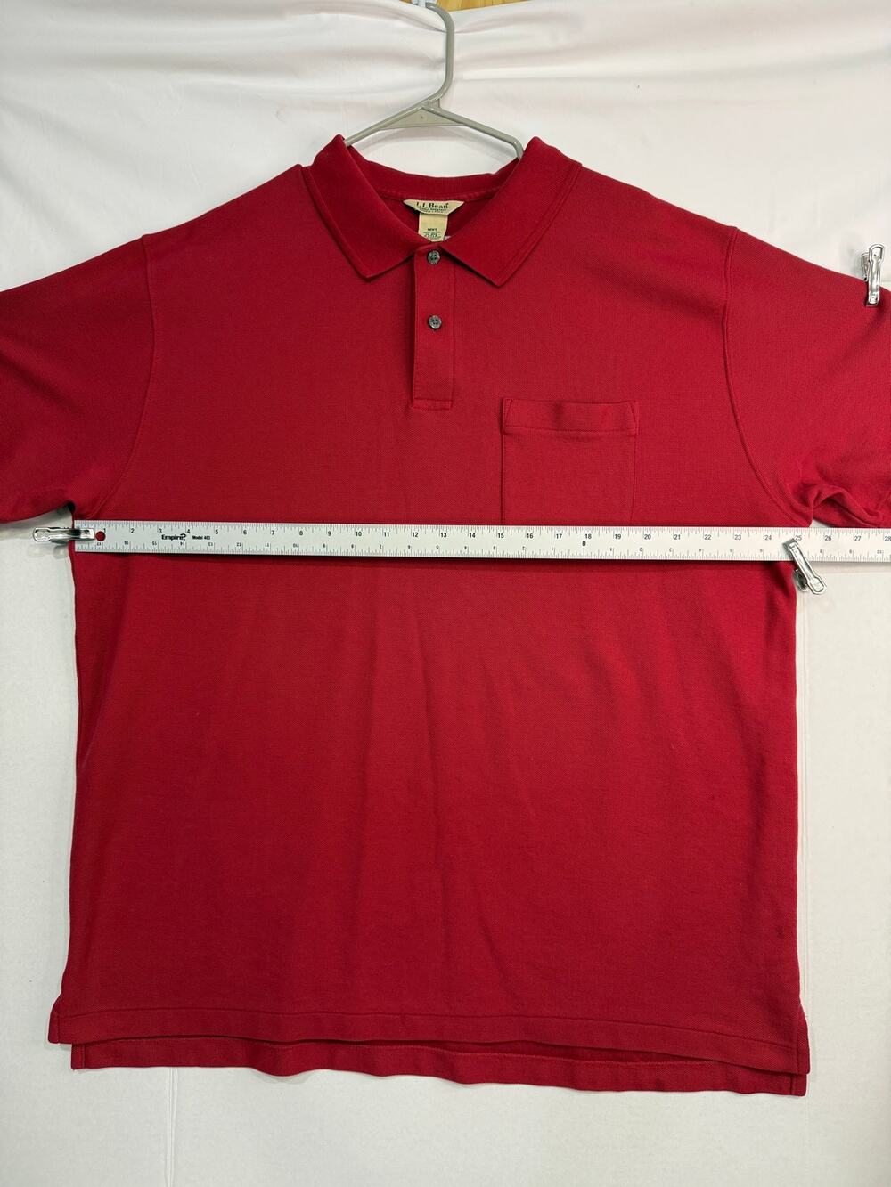 L.L.Bean Men’s XL Red Double L Polo Shirt 100% Cotton Pocket Wrinkle Resistant